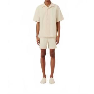 NEW COMMAS braided camp collar shirt in ivory